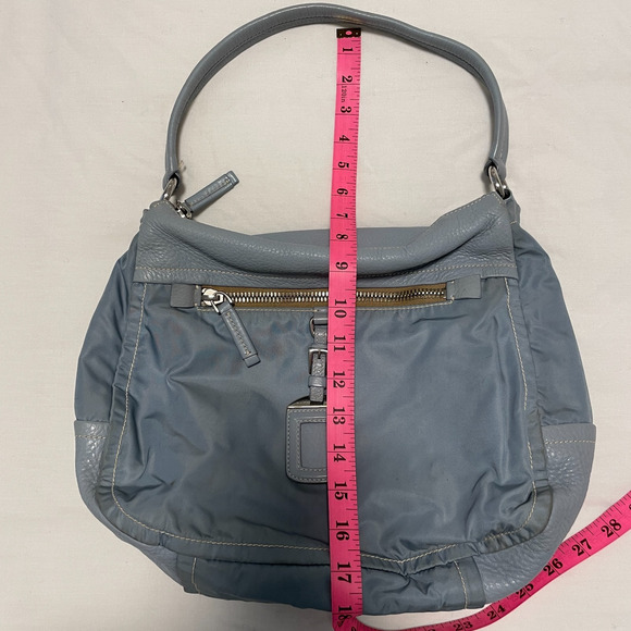 Authentic Prada Blue Leather and Nylon Shoulder Bag - Picture 6 of 13